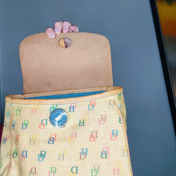 Vintage DOONEY & BOURKE DB Logo Rainbow Colored Tan Leather Mini Backpack Bag - Picture 7 of 14